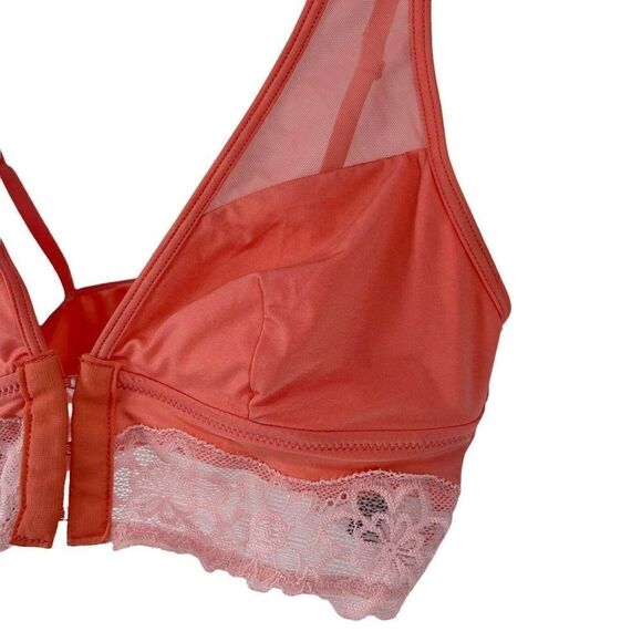 Aerie Bralette XS Front Closure Lace Bra Pink Wireless Un-Padded Sexy Romantic - Picture 4 of 9